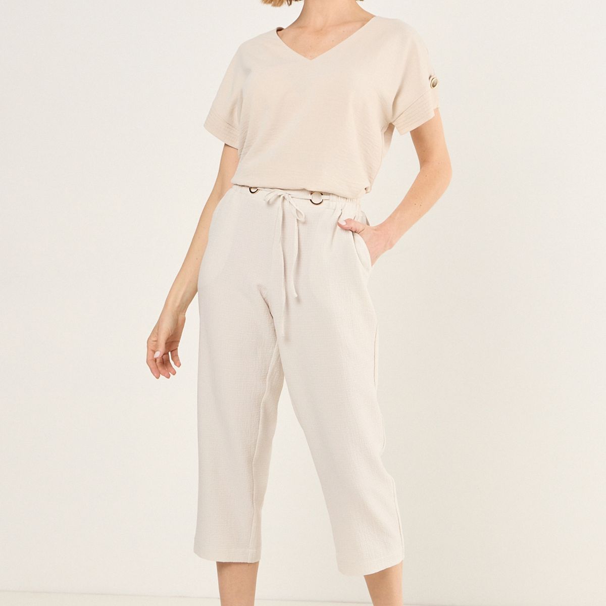 MA GRIFFE - Capri Liso Textura Mujer Beige Magriffe