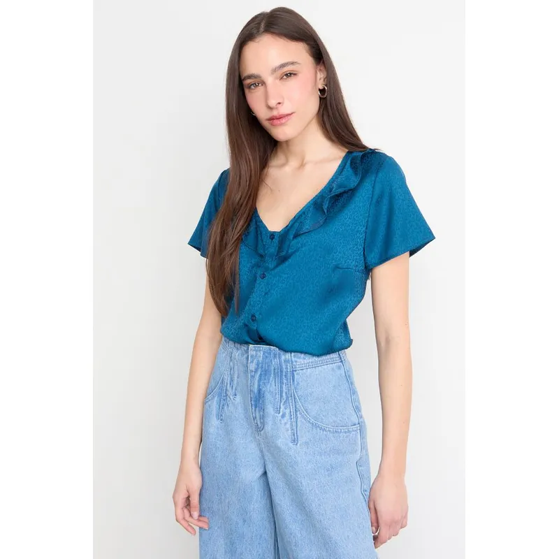 IO - Blusa Lisa Mujer Celeste Io
