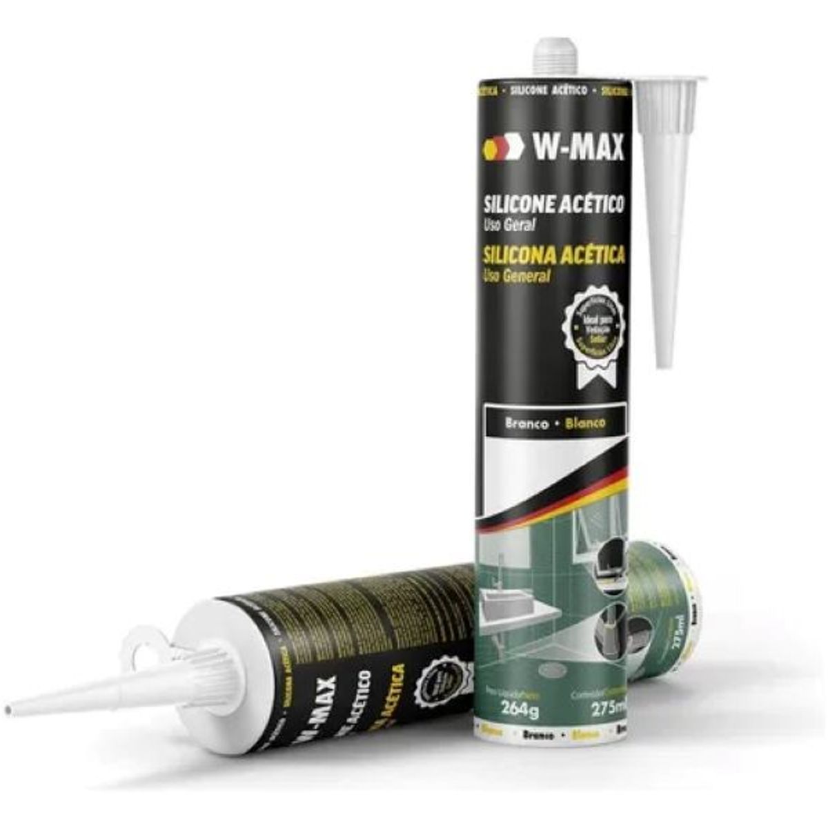 METALFER - Silicona Acética 280 Ml Color Gris W-max