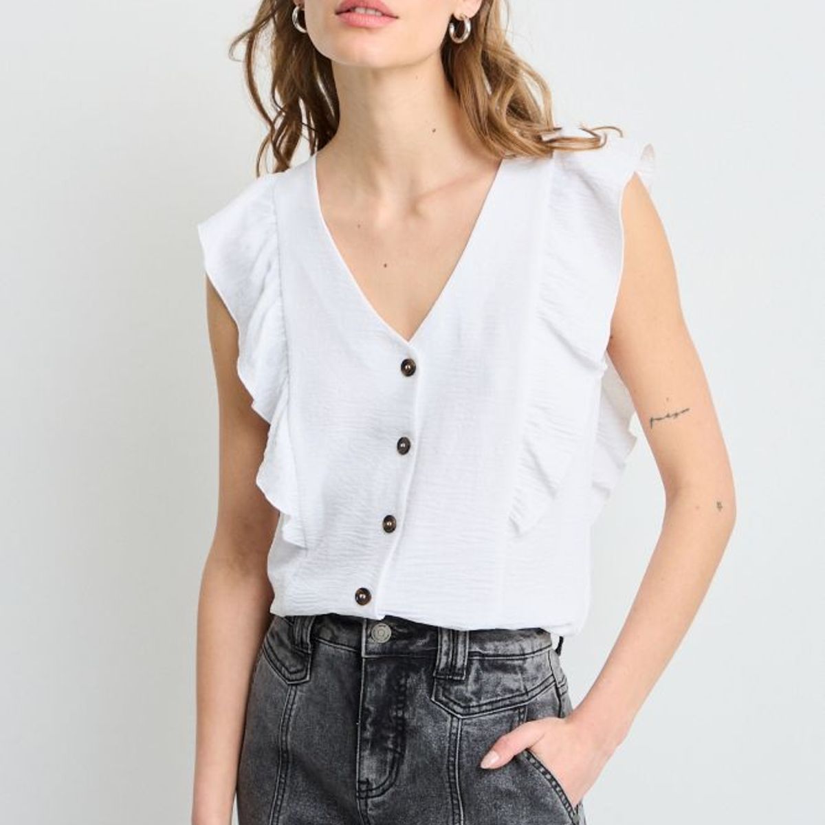 IO - Blusa Lisa Mujer Crudo Io