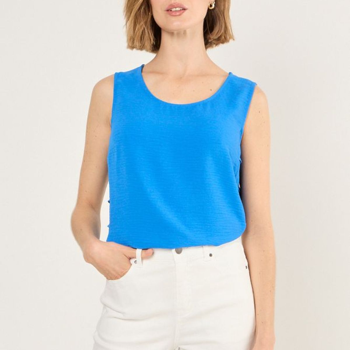 MA GRIFFE - Blusa Sin Mangas Mujer Azul Magriffe
