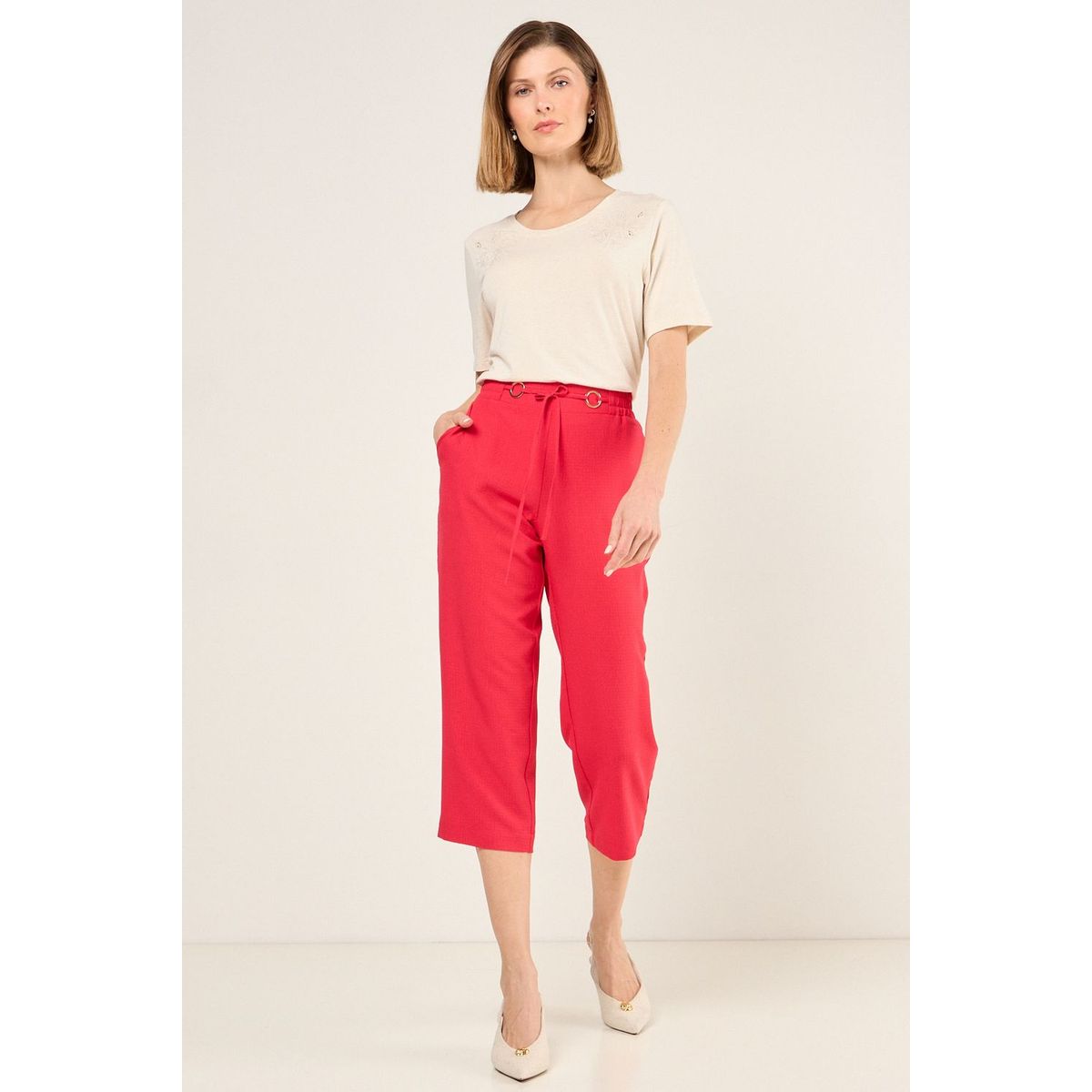 MA GRIFFE - Capri Liso Textura Mujer Rojo Magriffe