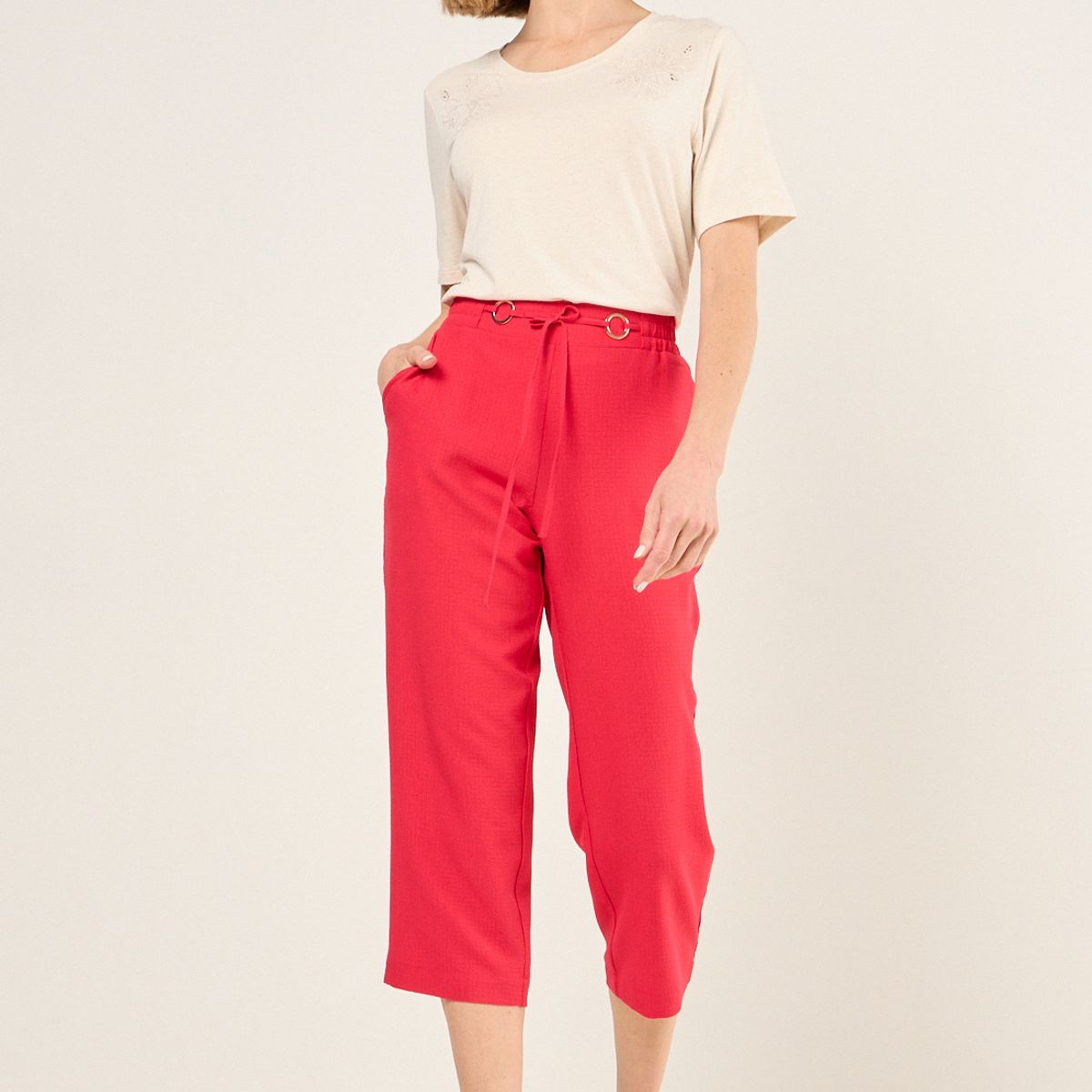 MA GRIFFE - Capri Liso Textura Mujer Rojo Magriffe