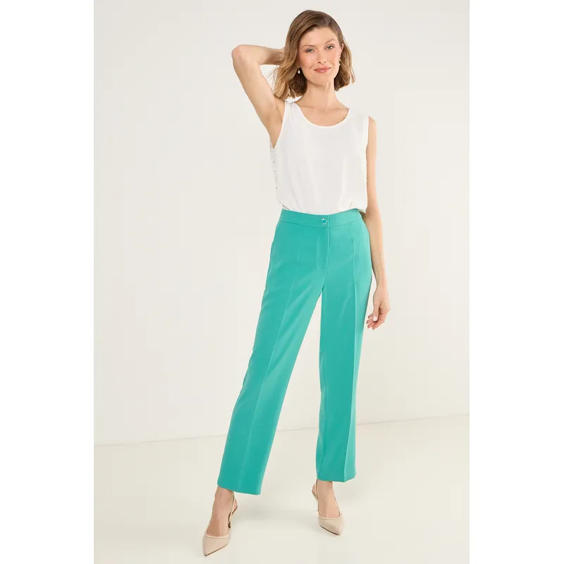 MA GRIFFE - Pantalon Formal Recto Mujer Verde Magriffe