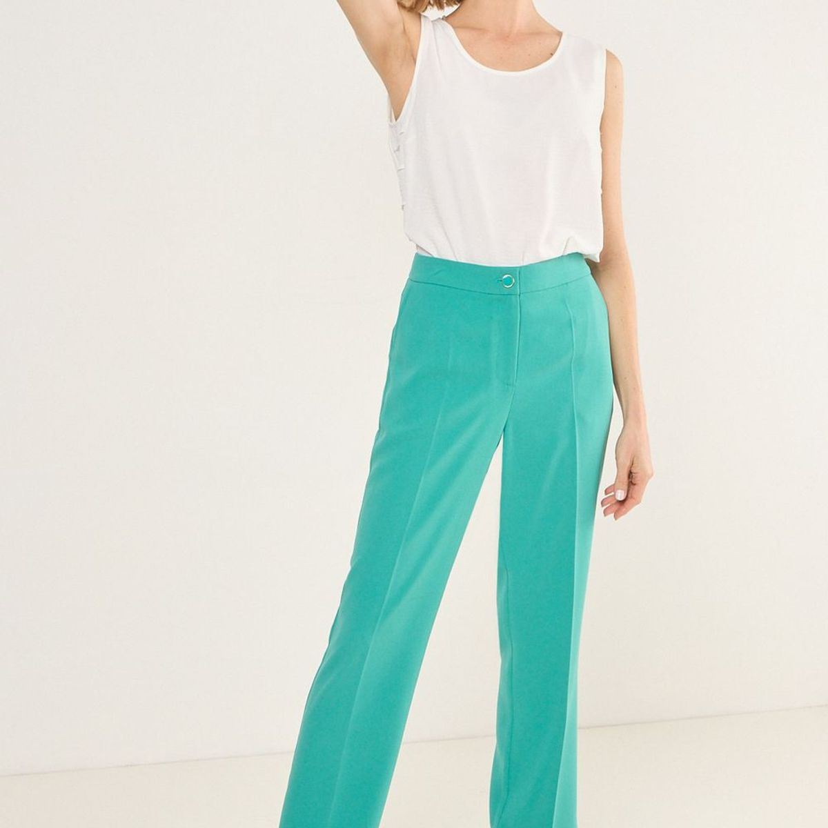 MA GRIFFE - Pantalon Formal Recto Mujer Verde Magriffe