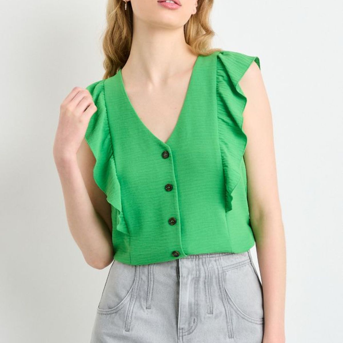 IO - Blusa Lisa Mujer Verde Oliva Io