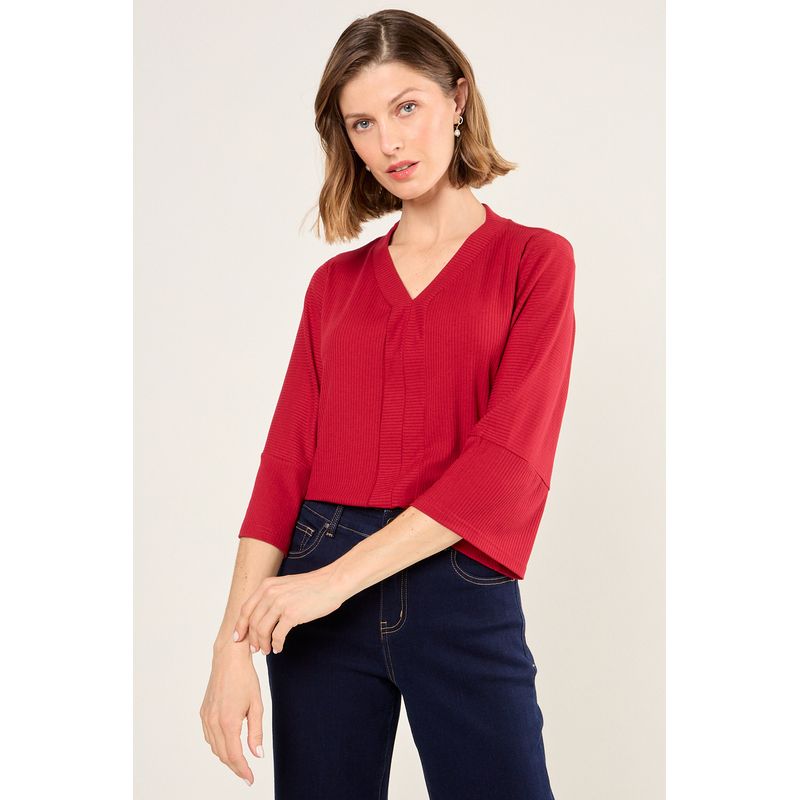 MA GRIFFE - Polera Lisa Mujer Rojo Magriffe