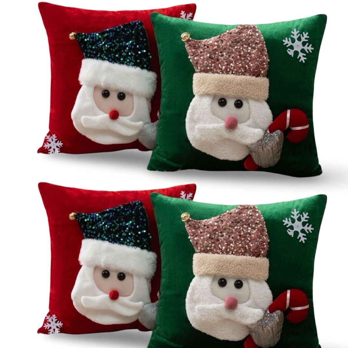 GENERICO - SET DE 4 FUNDAS DE COJIN PARA NAVIDAD 3D   B4