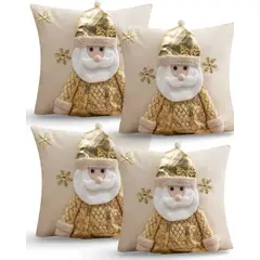 GENERICO - SET DE 4 FUNDAS DE COJIN PARA NAVIDAD 3D  B18