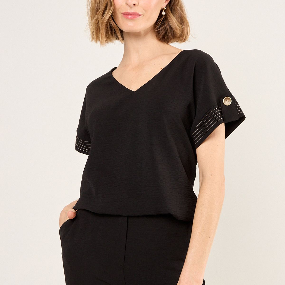 MA GRIFFE - Blusa Mujer Negro Magriffe