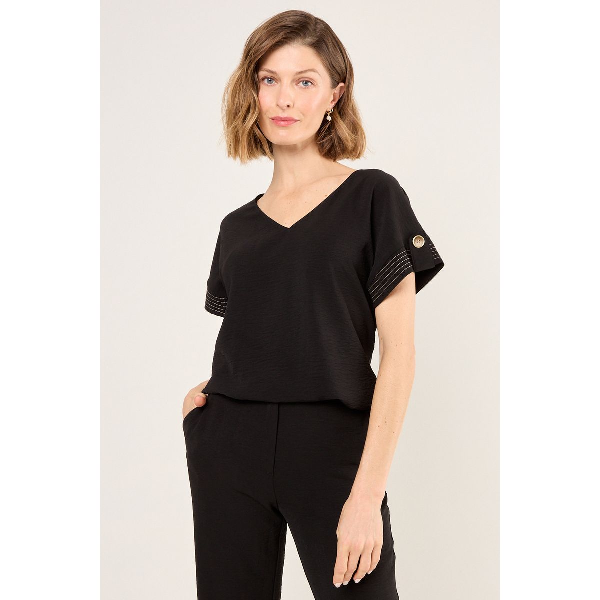 MA GRIFFE - Blusa Mujer Negro Magriffe