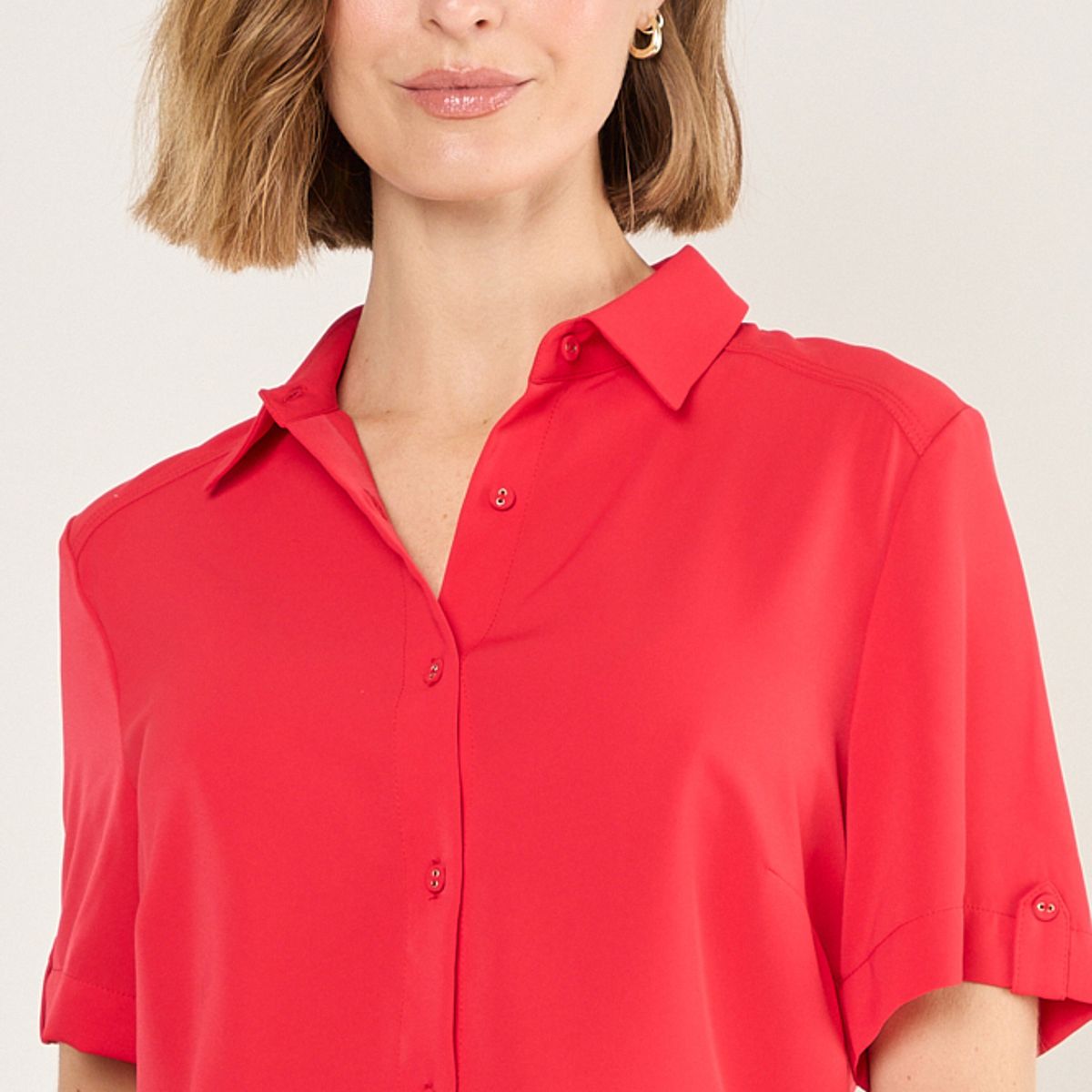 MA GRIFFE - Blusa Camisera Lisa Mujer Rojo Magriffe