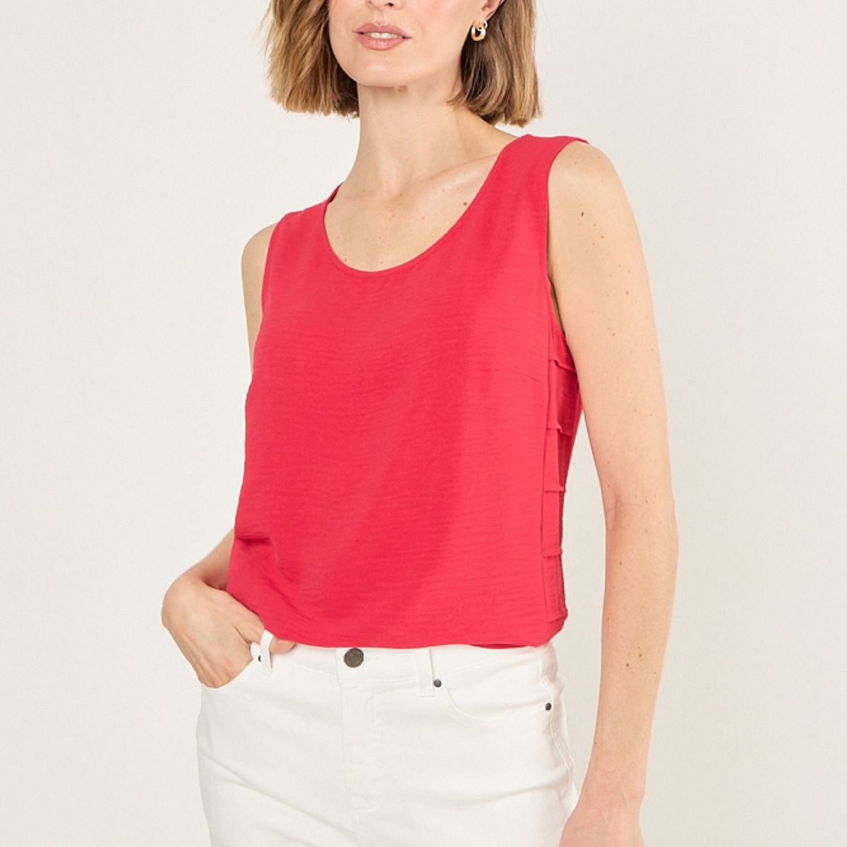 MA GRIFFE - Blusa Sin Mangas Con Textura Mujer Rojo Magriffe
