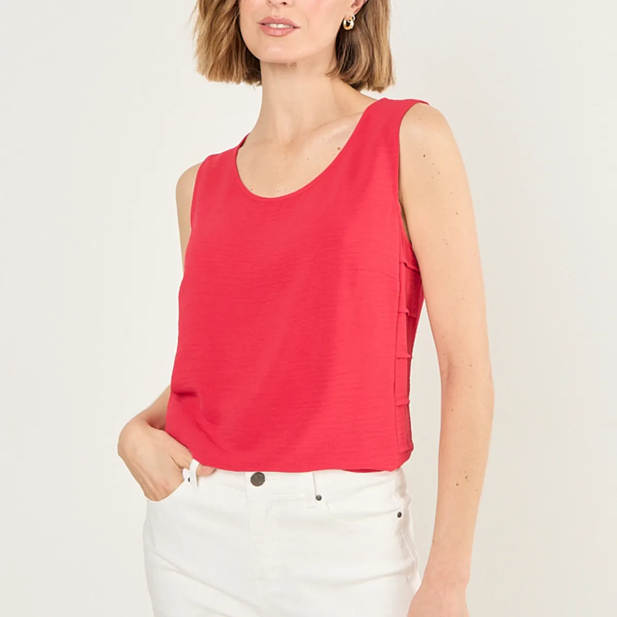 MA GRIFFE - Blusa Sin Mangas Con Textura Mujer Rojo Magriffe