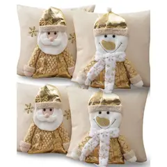GENERICO - SET DE 4 FUNDAS DE COJIN PARA NAVIDAD 3D  B10