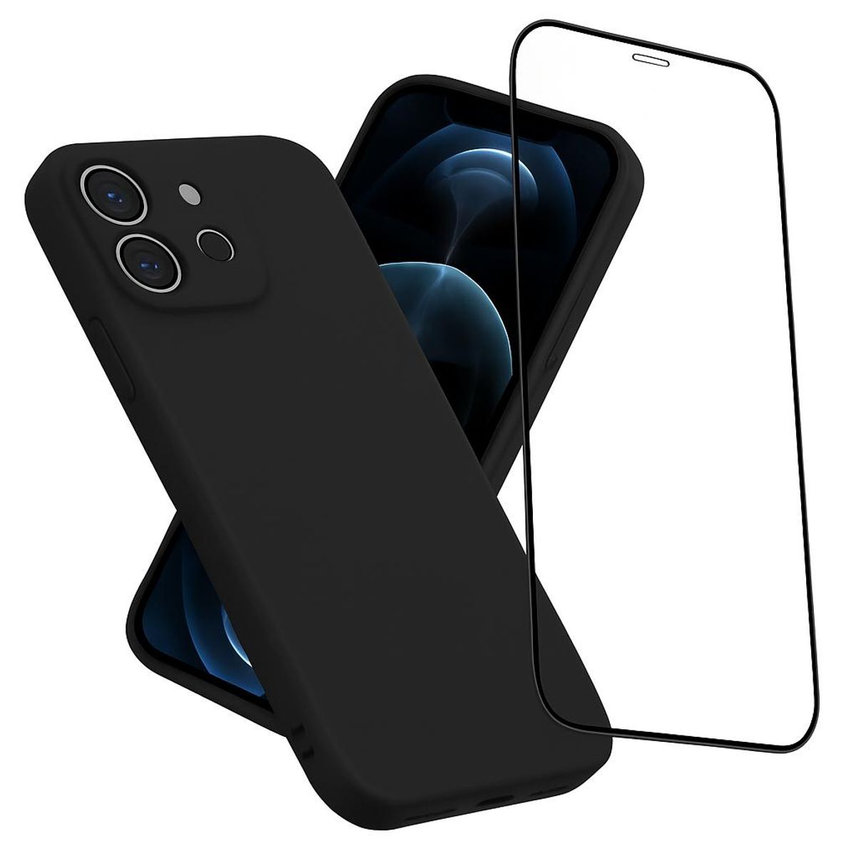 GENERICO - Carcasa Funda Para iPhone 17 Pro  Silicona Negro + Mica
