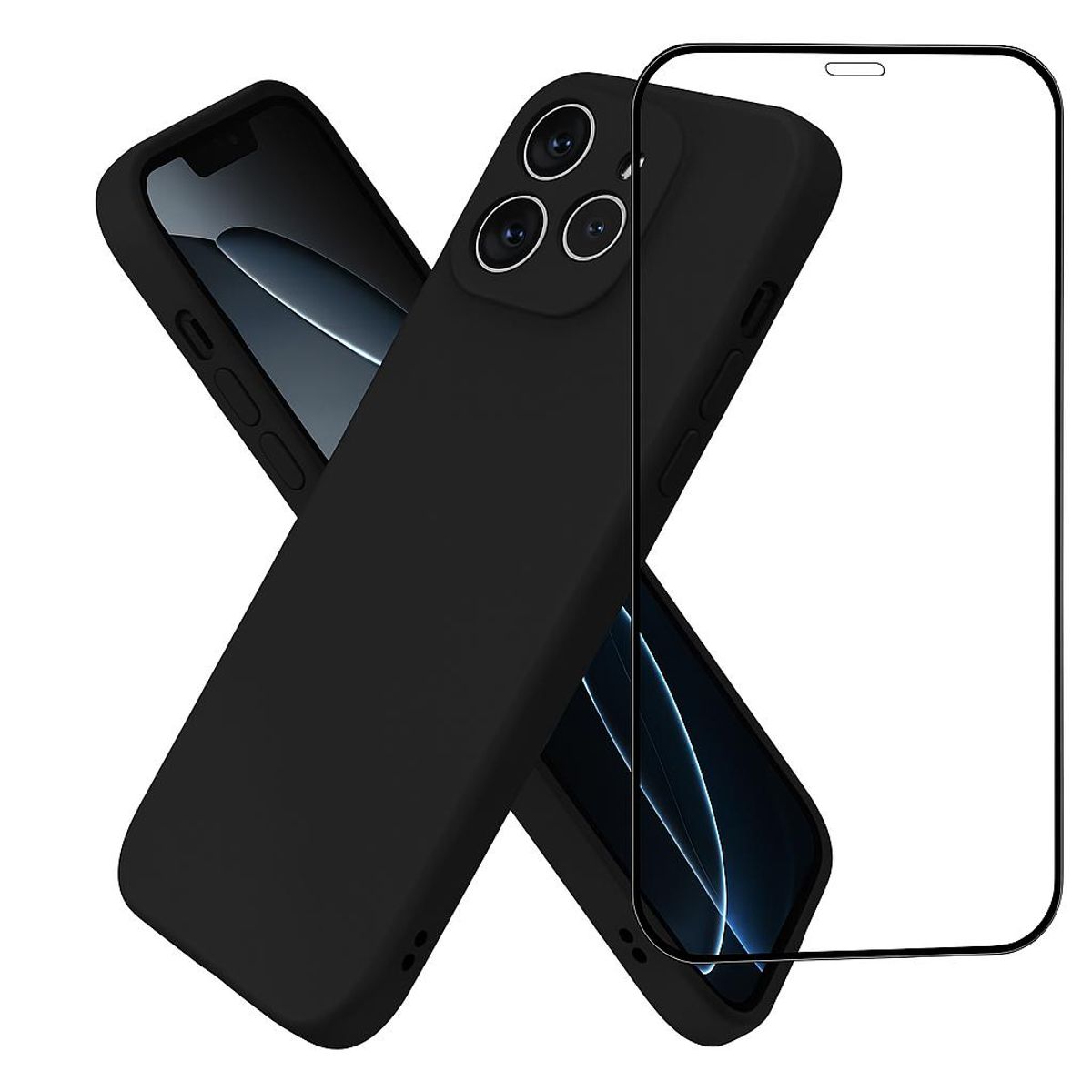 GENERICO - Carcasa Funda Para iPhone 17 Pro  Silicona Negro + Mica