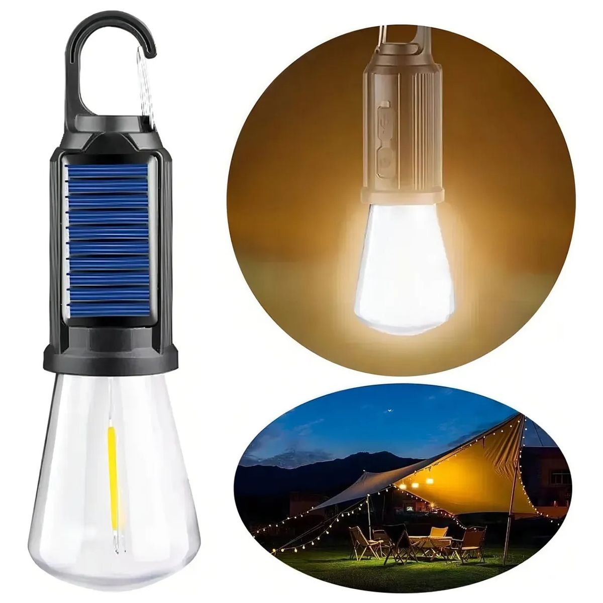 NO LOGO - Pack 2 Ampolleta Recargable Solar/usb Impermeable Camping