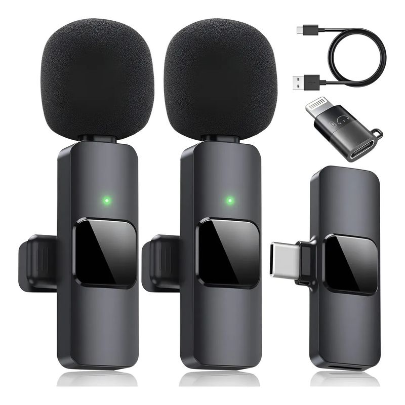 NO LOGO - 2 Micrófonos Lavalier Solapa Inalámbrico Compatible iPhone