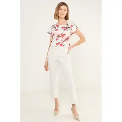 MA GRIFFE - Pantalon Formal Recto Mujer Blanco Magriffe