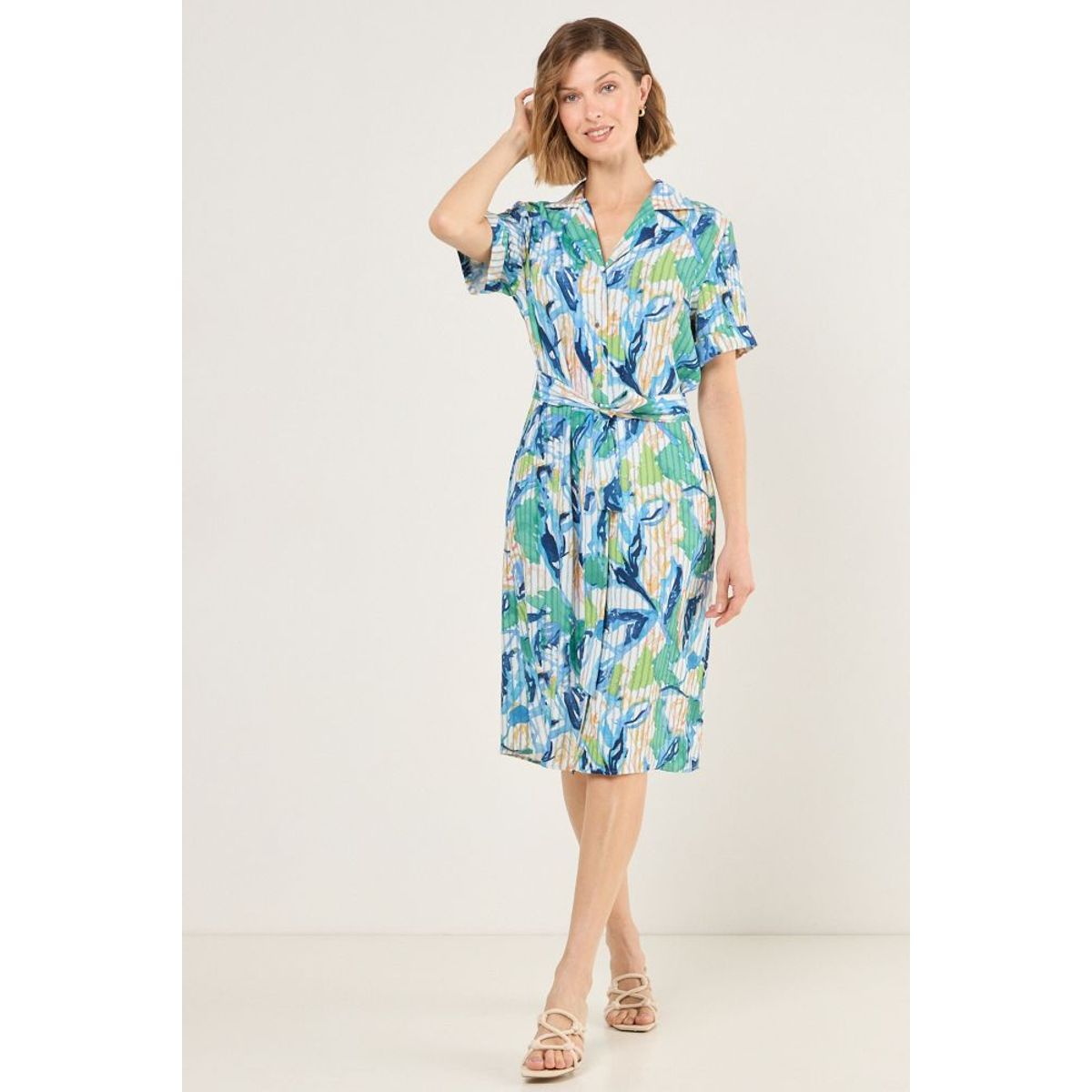 MA GRIFFE - Vestido Estampado Camisero Mujer Azul Magriffe