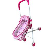 Coche Cuna Metálico De Juguete Para Muñecas Rosa