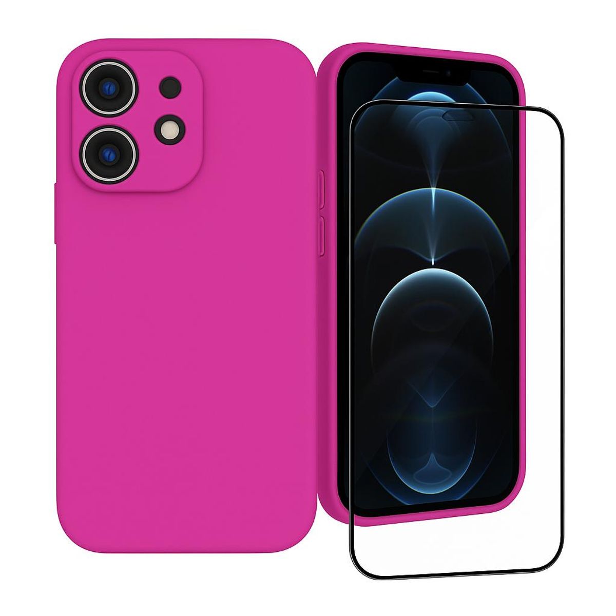 GENERICO - Carcasa Funda Para iPhone 17 Pro Max Silicona Fucsia + Mica