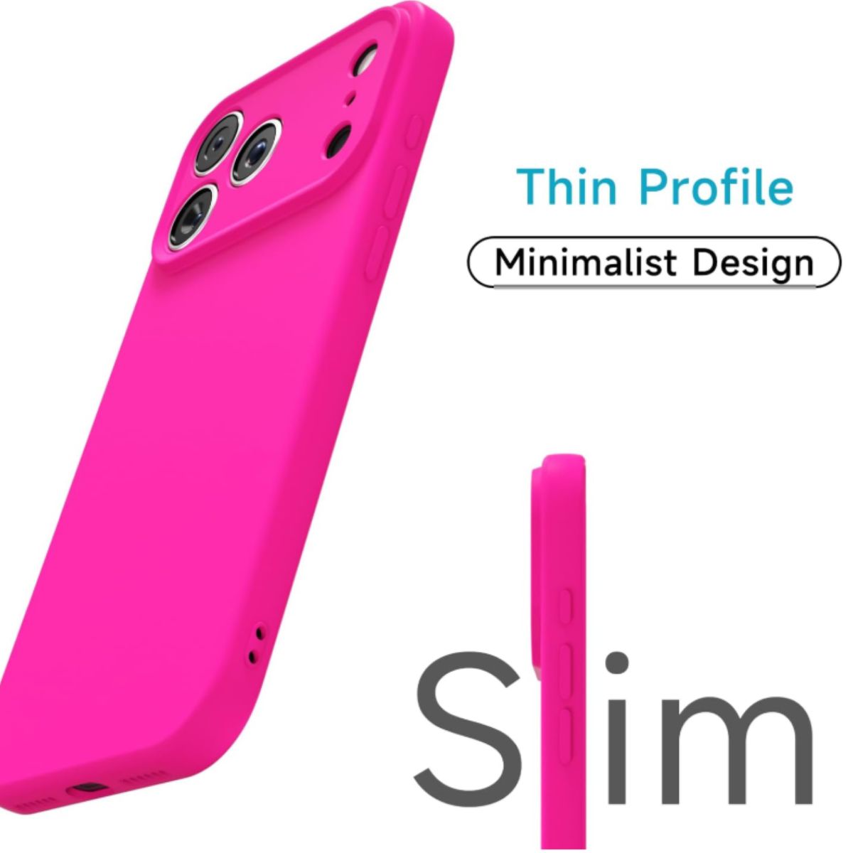 GENERICO - Carcasa Funda Para iPhone 17 Pro Max Silicona Fucsia + Mica