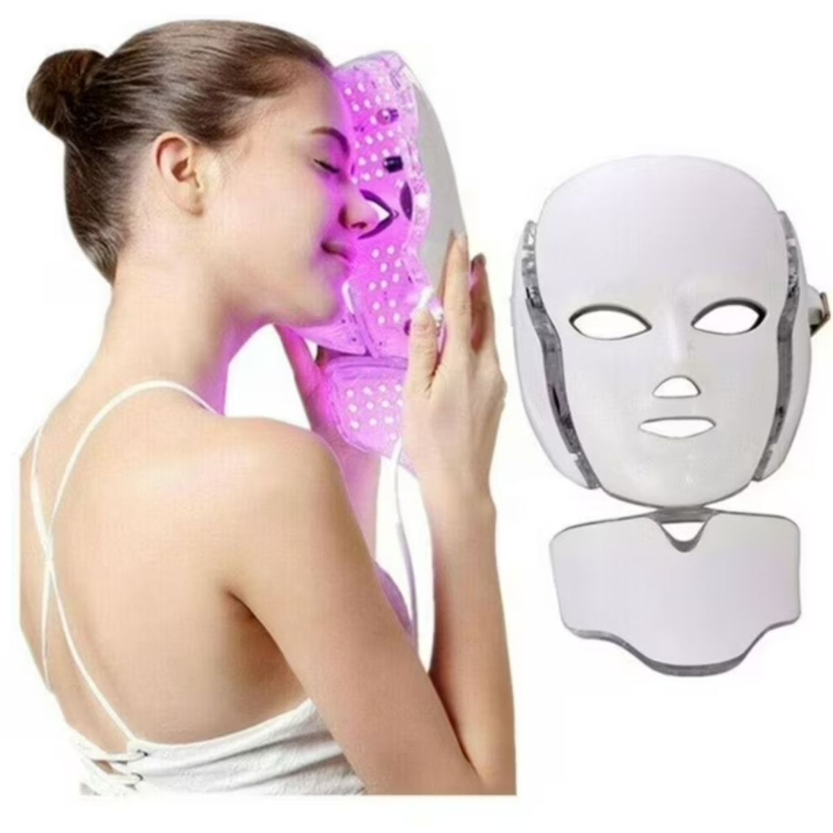 MOVI - “Máscara LED Con/Cuello  7 Colores – Rejuvenecimiento Facial”