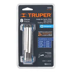 GENERICO - Juego de 8 Llaves Allen Tipo Navaja Truper 15555