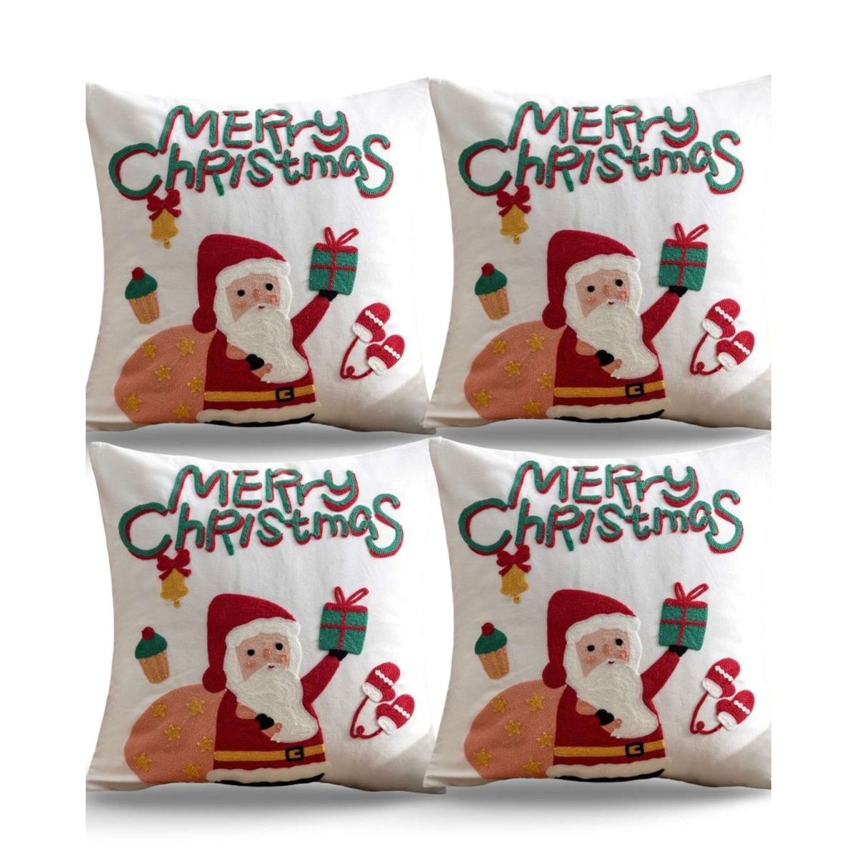 GENERICO - PACK DE 4 FUNDAS DE COJIN PARA NAVIDAD K9