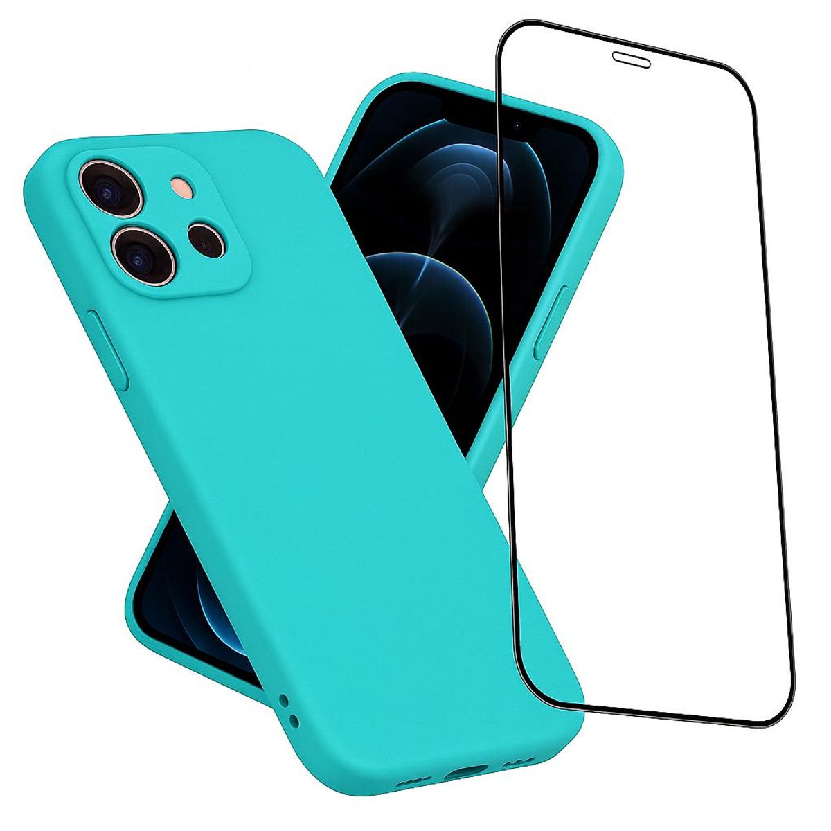 GENERICO - Carcasa Funda Para iPhone 17 Pro Max Silicona Turquesa + Mica