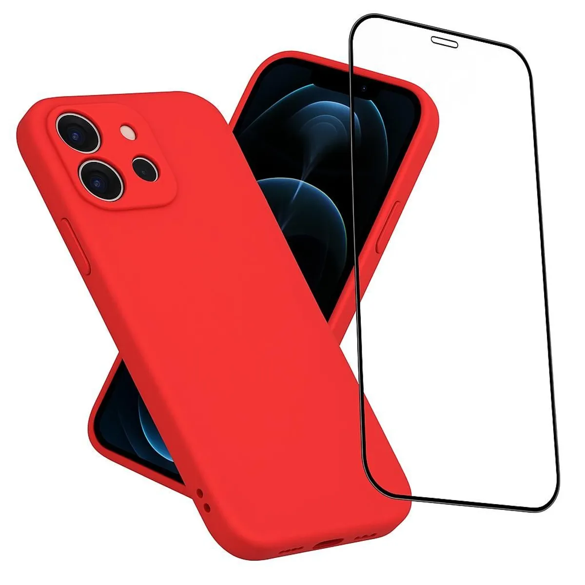 GENERICO - Carcasa Funda Para iPhone 17 Pro Max Silicona Rojo + Mica