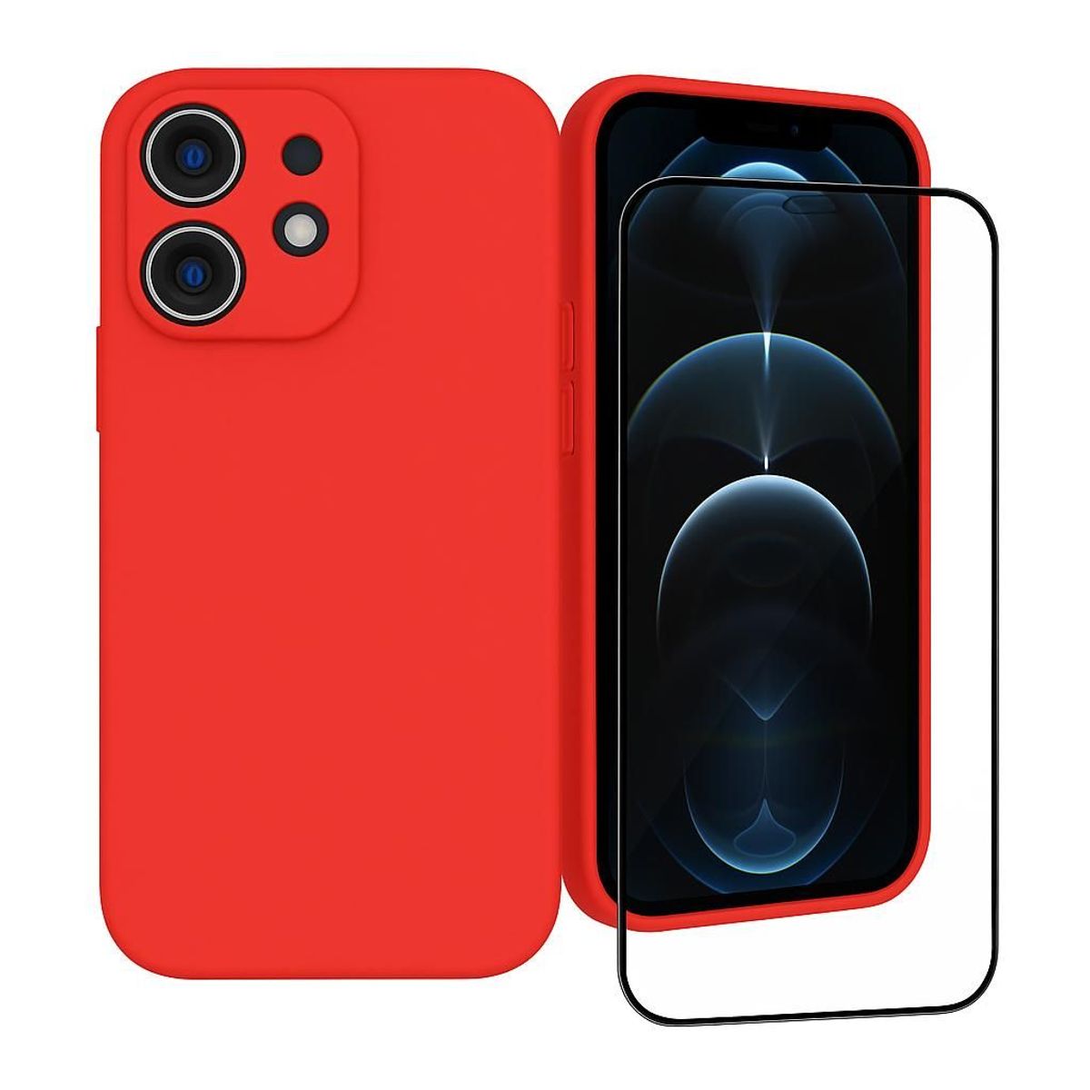 GENERICO - Carcasa Funda Para iPhone 17 Pro Max Silicona Rojo + Mica
