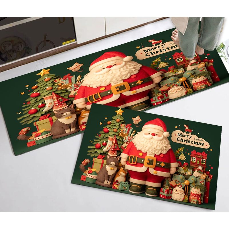 GENERICO - Pack de 2 Alfombras Para Cocina Diseños Navideños