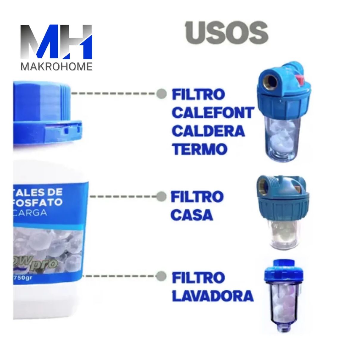 GENERICO - Recarga Cristales Polifosfato 750g Flowpro Filtro Antisarro