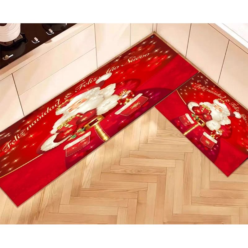 GENERICO - Pack de 2 Alfombras Para Cocina Diseños Navideños