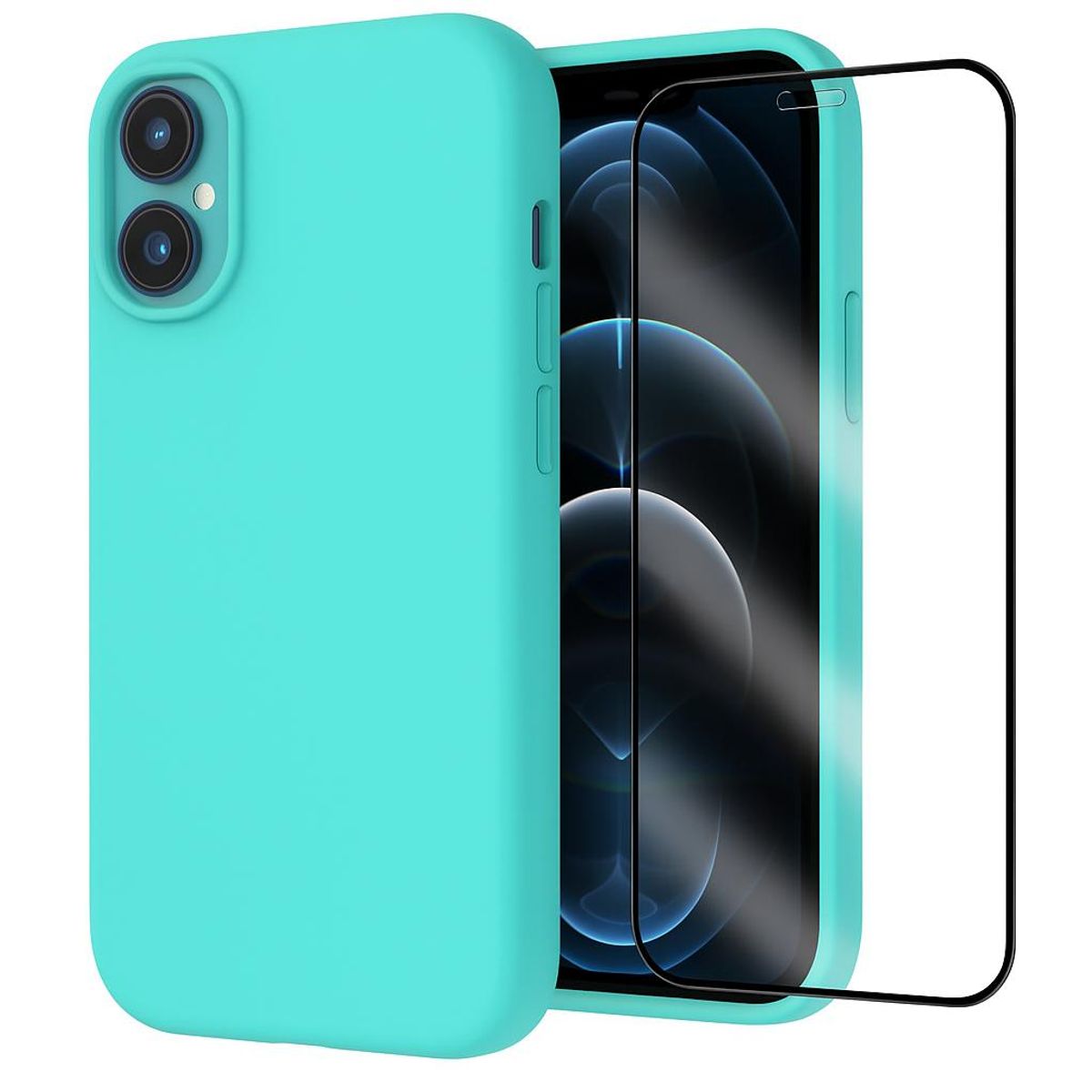 GENERICO - Carcasa Funda Para iPhone 17 Pro Silicona Turquesa + Mica
