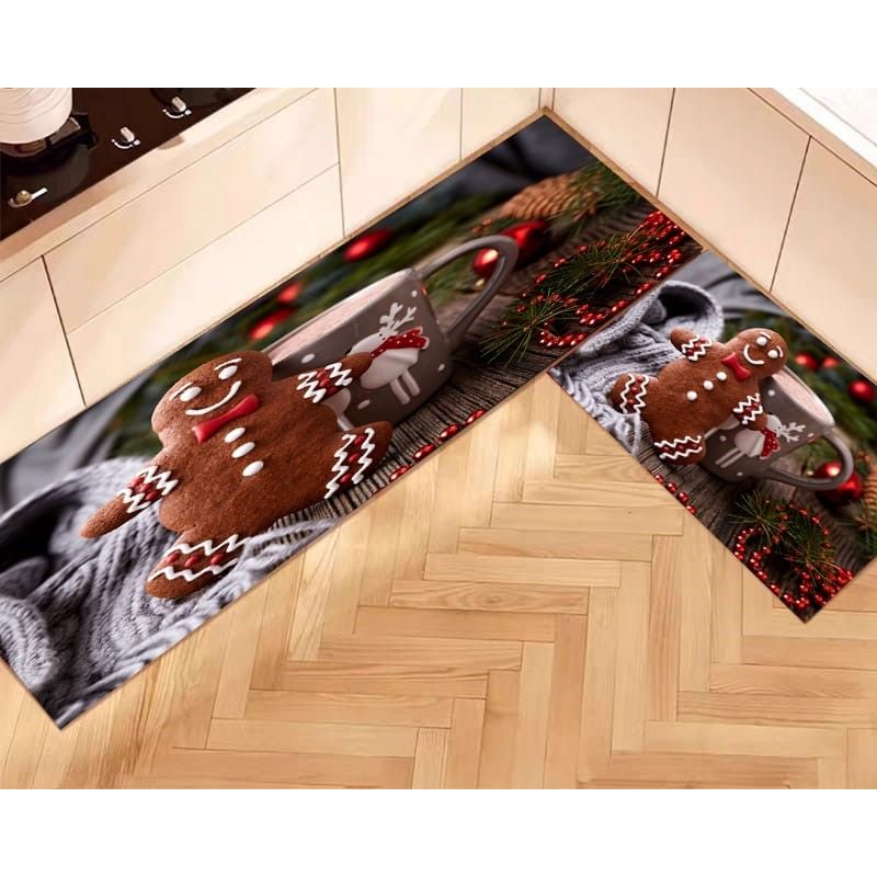 GENERICO - Pack de 2 Alfombras Para Cocina Diseños Navideños