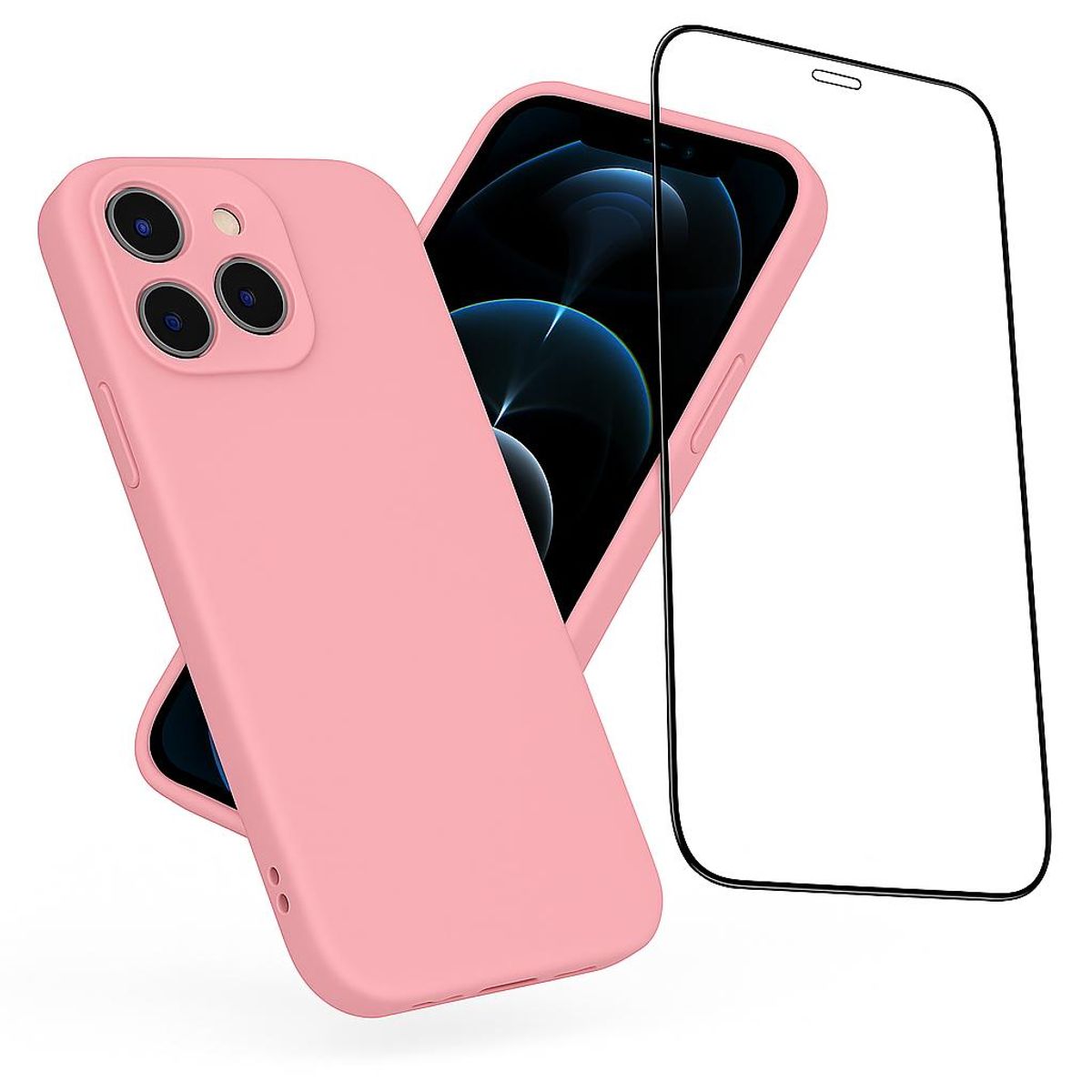 GENERICO - Carcasa Funda Para iPhone 17 Pro Max Silicona Rosado + Mica