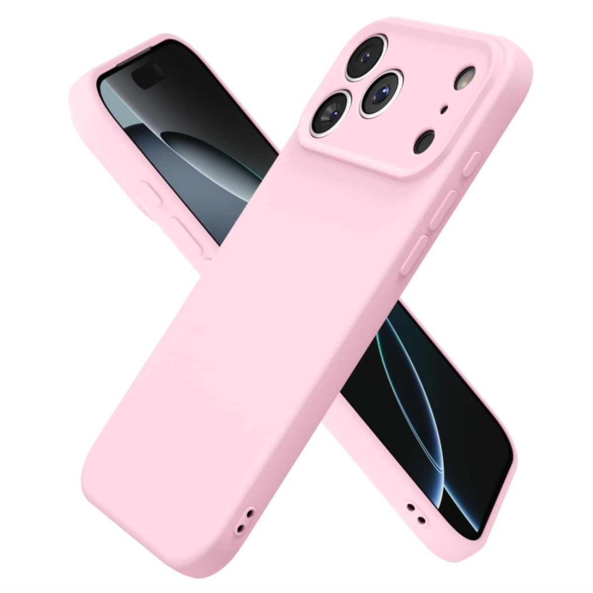 GENERICO - Carcasa Funda Para iPhone 17 Pro Max Silicona Rosado + Mica