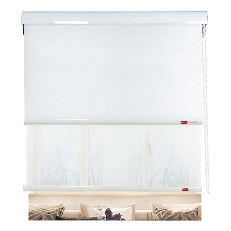 HOMEBRANDT - Cortina Roller Blanco Blackout Doble Visillo Cenefa 150x200