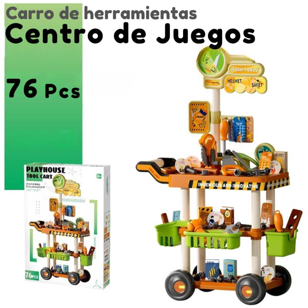 TOOL STORE - Carrito De Herramientas Infantil 76 Piezas Estación