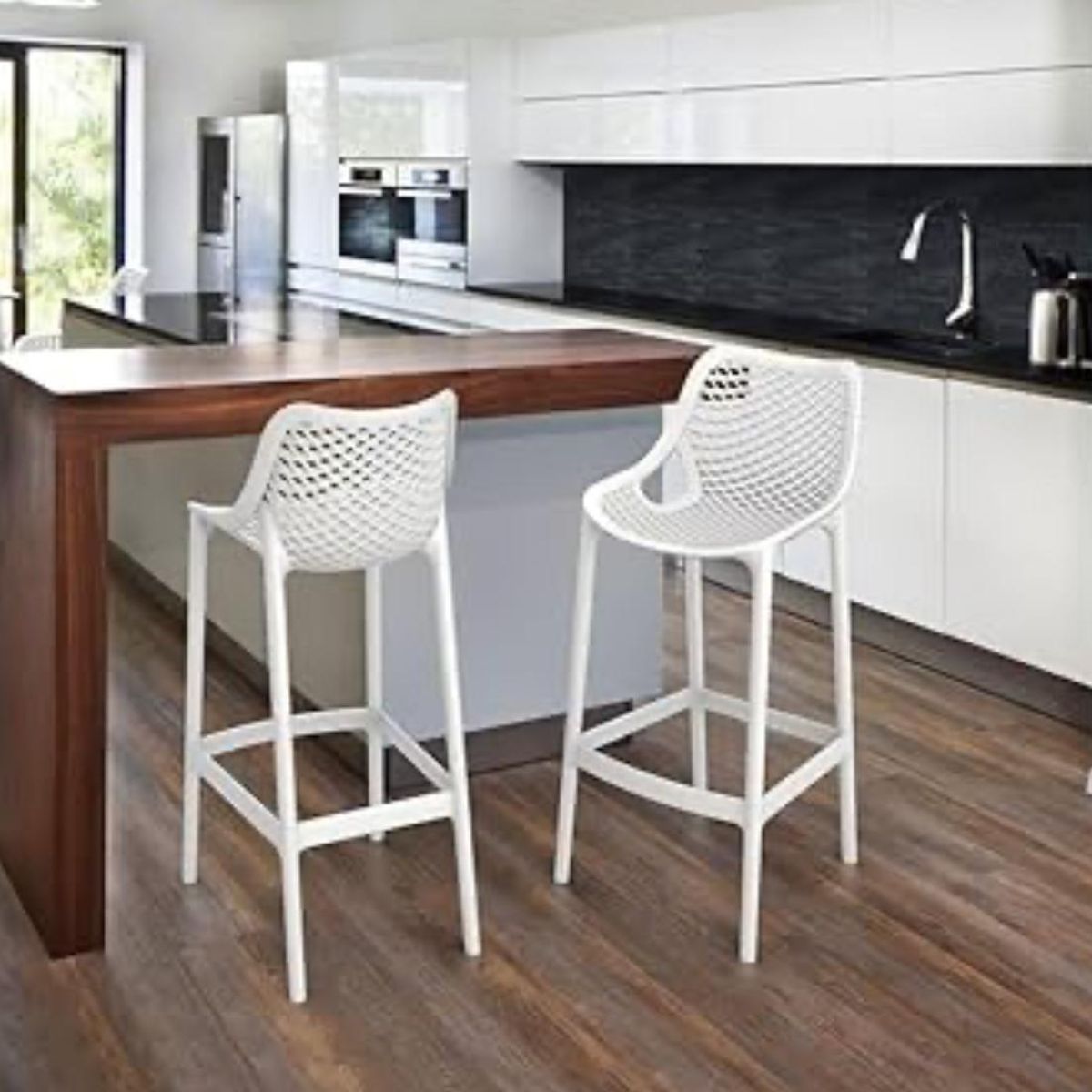 HABITA2 CHILE - Pack 4 Taburete piso de Bar City 75 cm Polipropileno - Negro