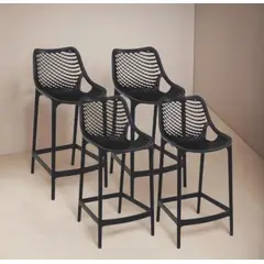 HABITA2 CHILE - Pack 4 Taburete piso de Bar City 75 cm Polipropileno - Negro