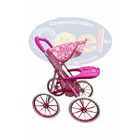 Coche Cuna Metálico De Juguete Para Muñecas Rosada