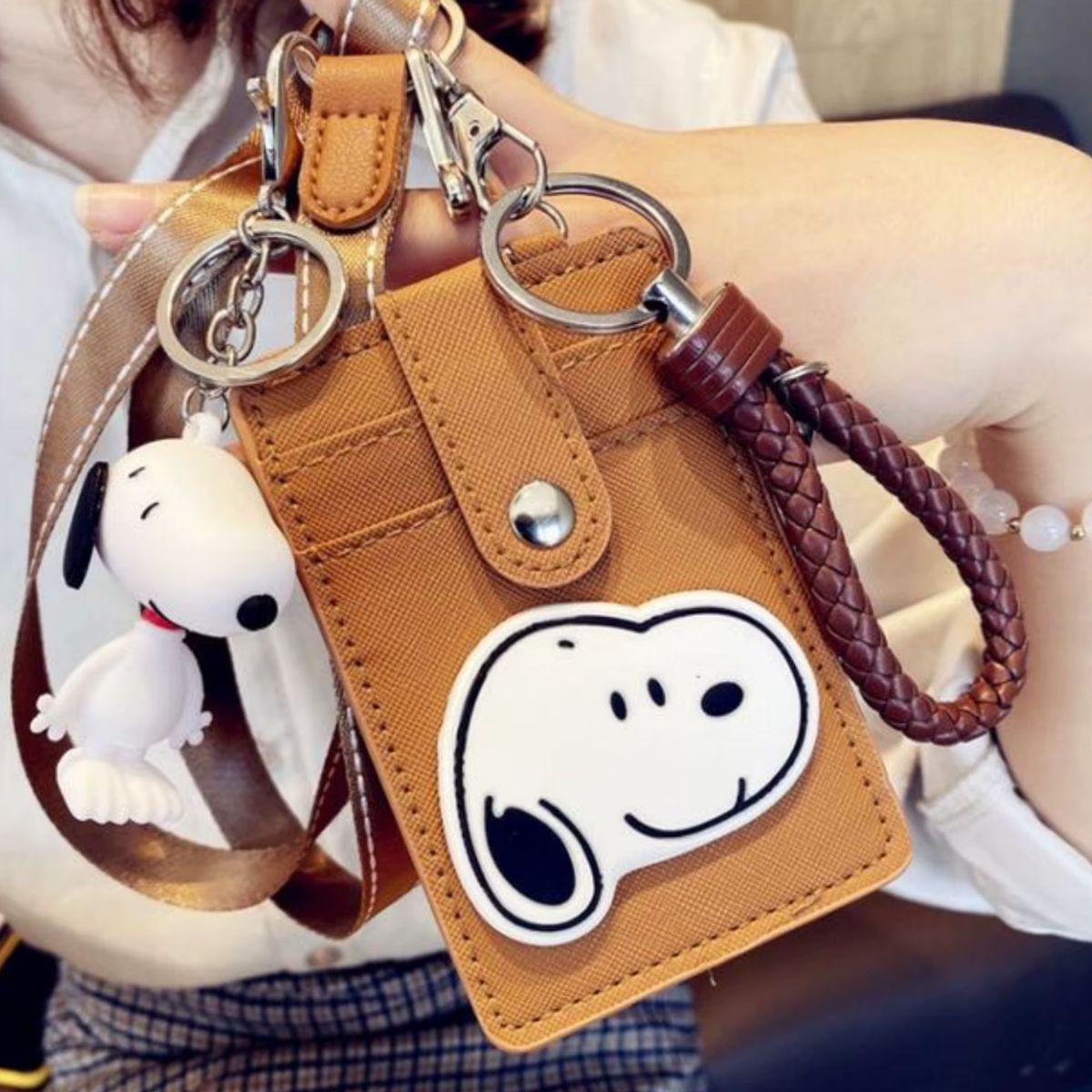GENERICO - Monedero Tarjetero Snoopy Peanuts Kawaii + Llavero de Regalo