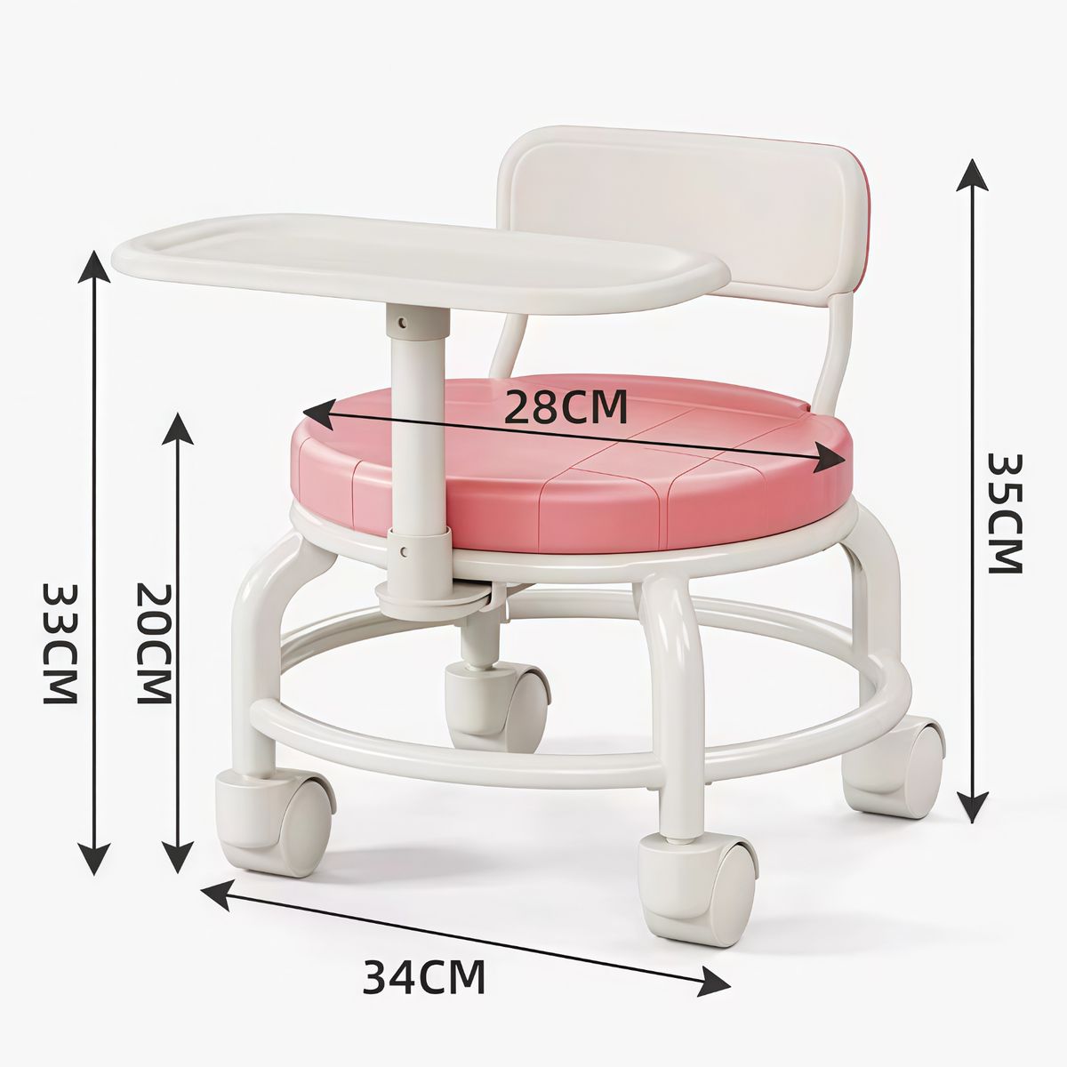 OASIS - Silla De Bebe Para Comer Con Rueda Taburete Rosa