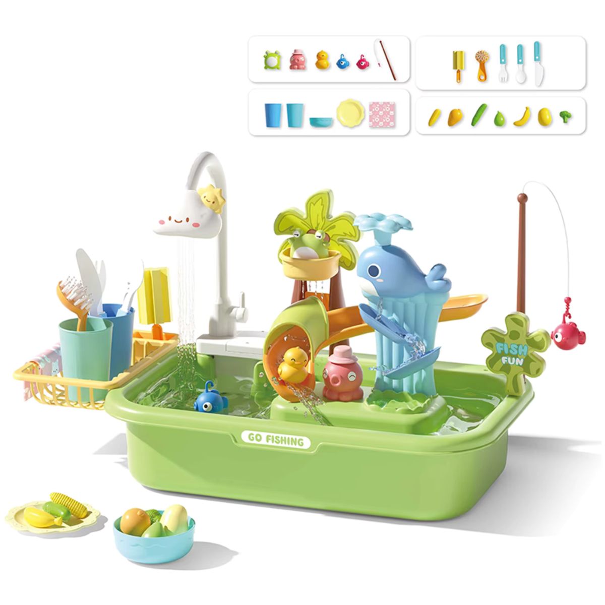 BASIX - Juego De Pesca Y Baño Con Agua Set Interactivo Infantil