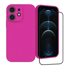 GENERICO - Carcasa Funda Para iPhone 17 Pro Silicona Fucsia + Mica